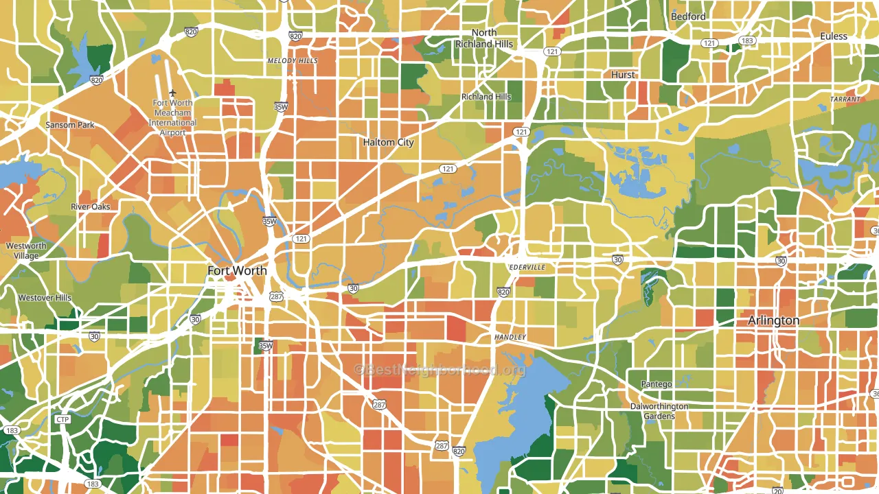 Tarrant County, TX block-group voter-turnout map