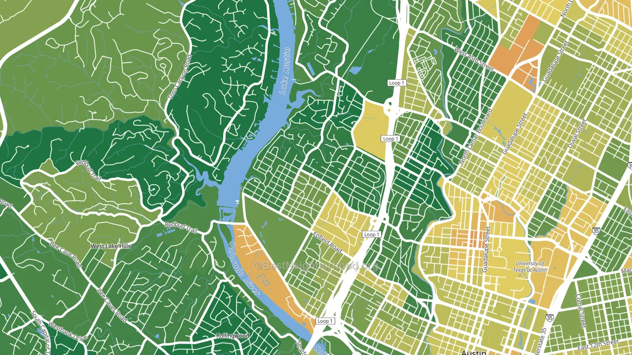 Tarrytown, Austin, TX block-group voter-turnout map