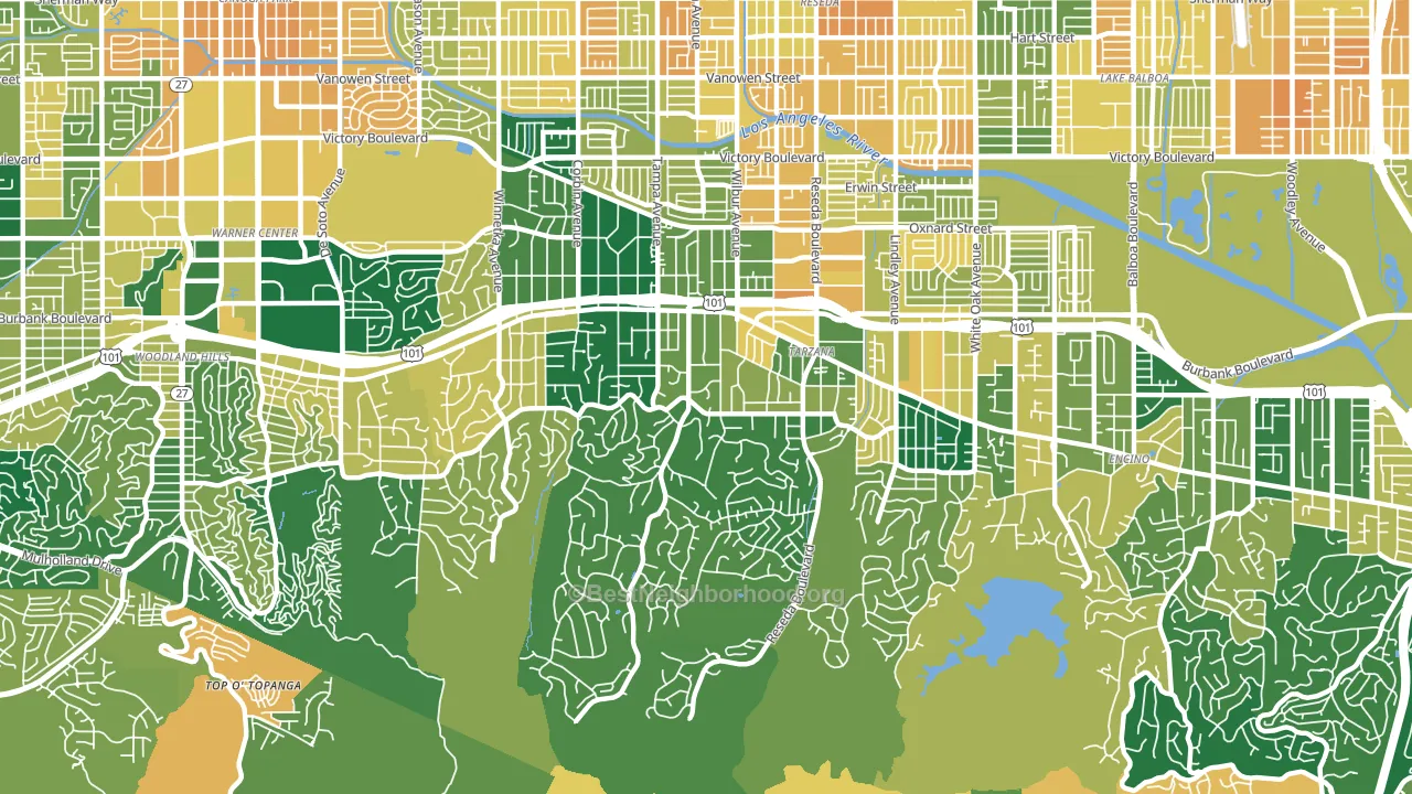 Tarzana, CA block-group voter-turnout map