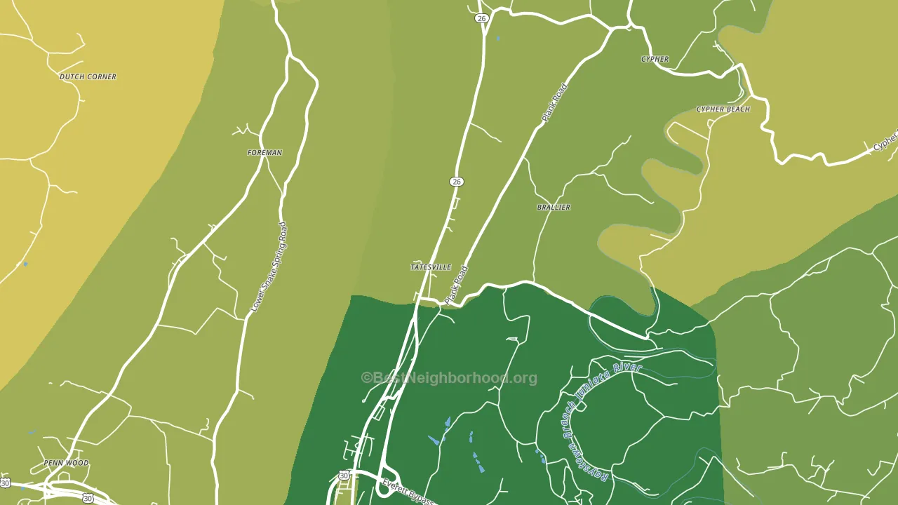 Tatesville, PA block-group voter-turnout map