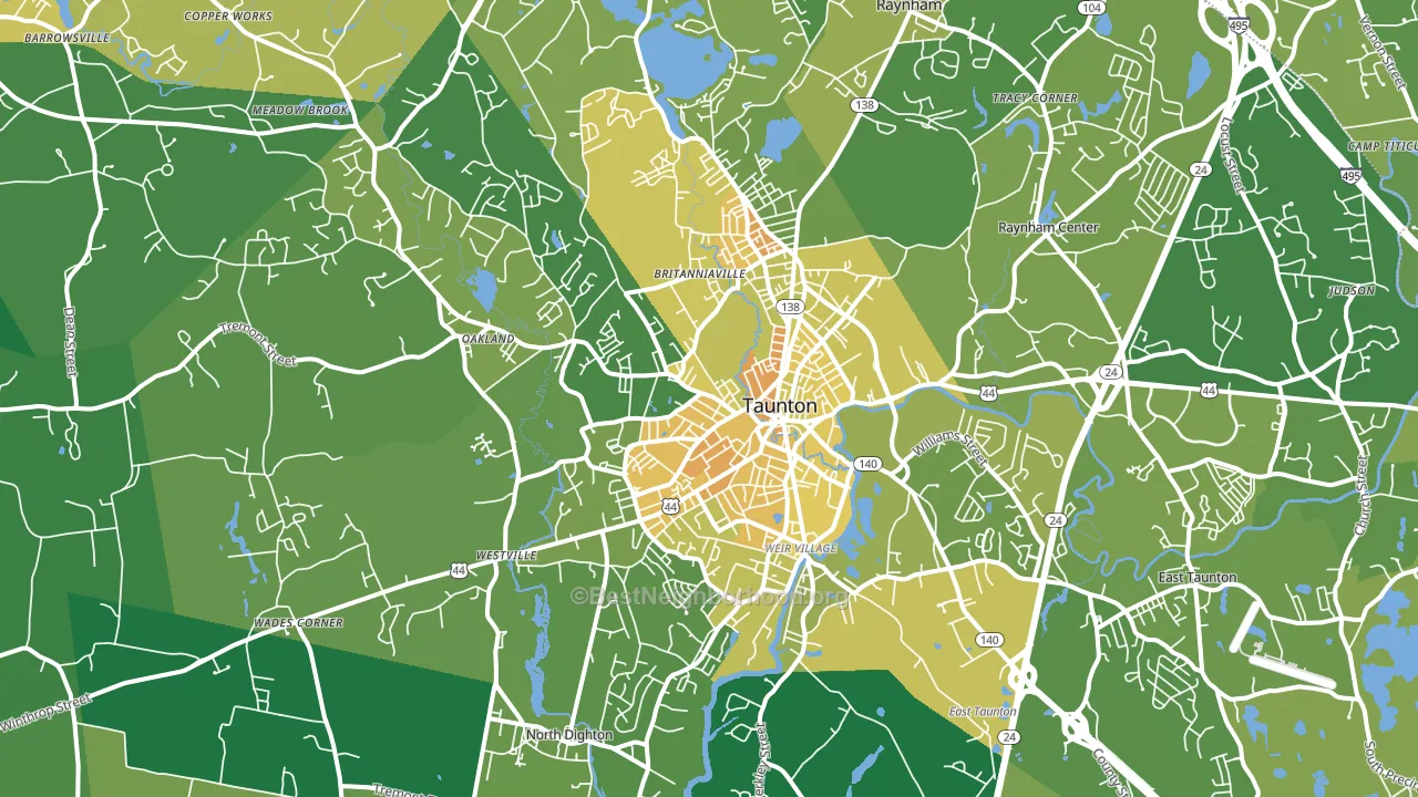 Taunton, MA block-group voter-turnout map