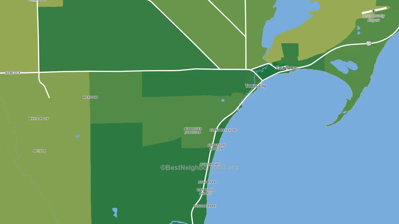 Tawas City, MI block-group voter-turnout map