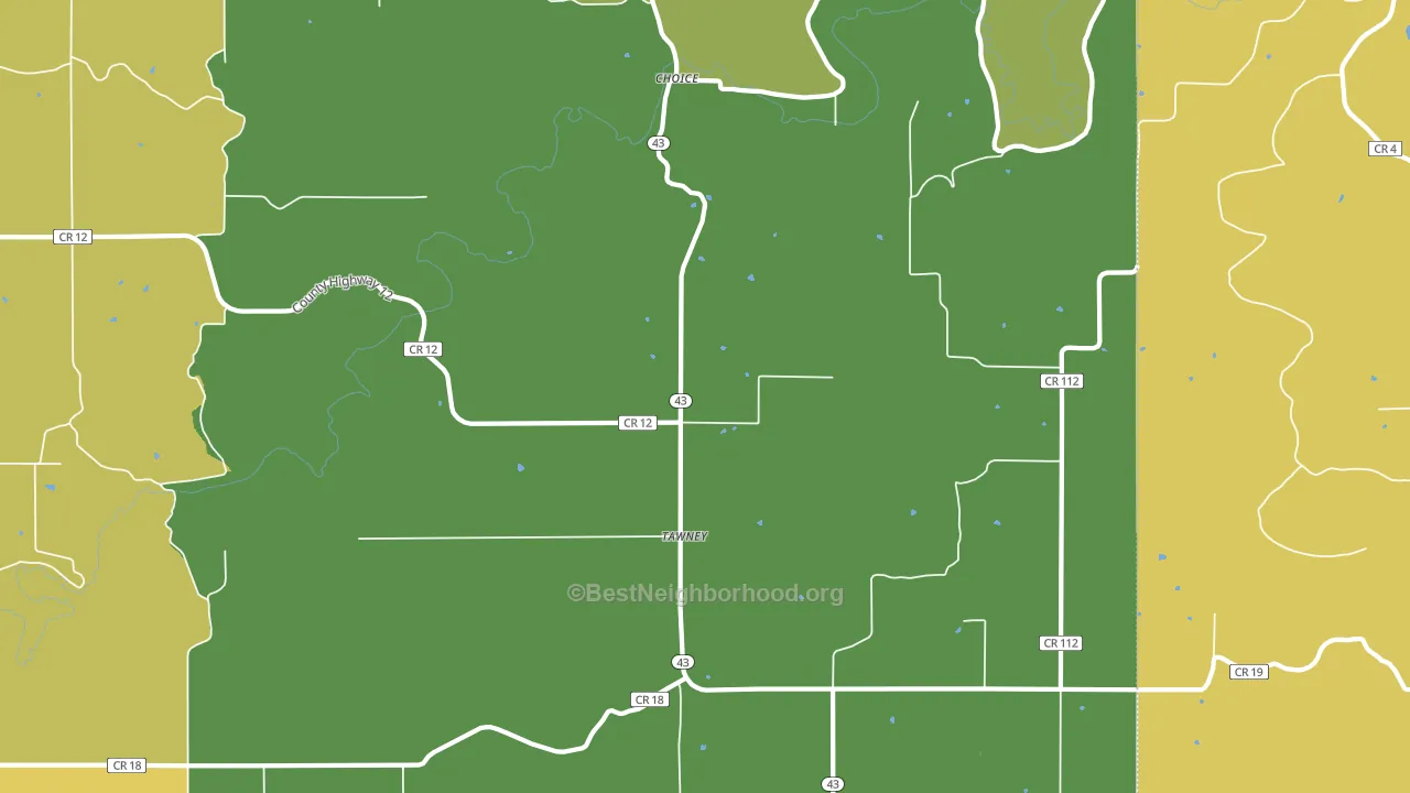 Tawney, MN block-group voter-turnout map