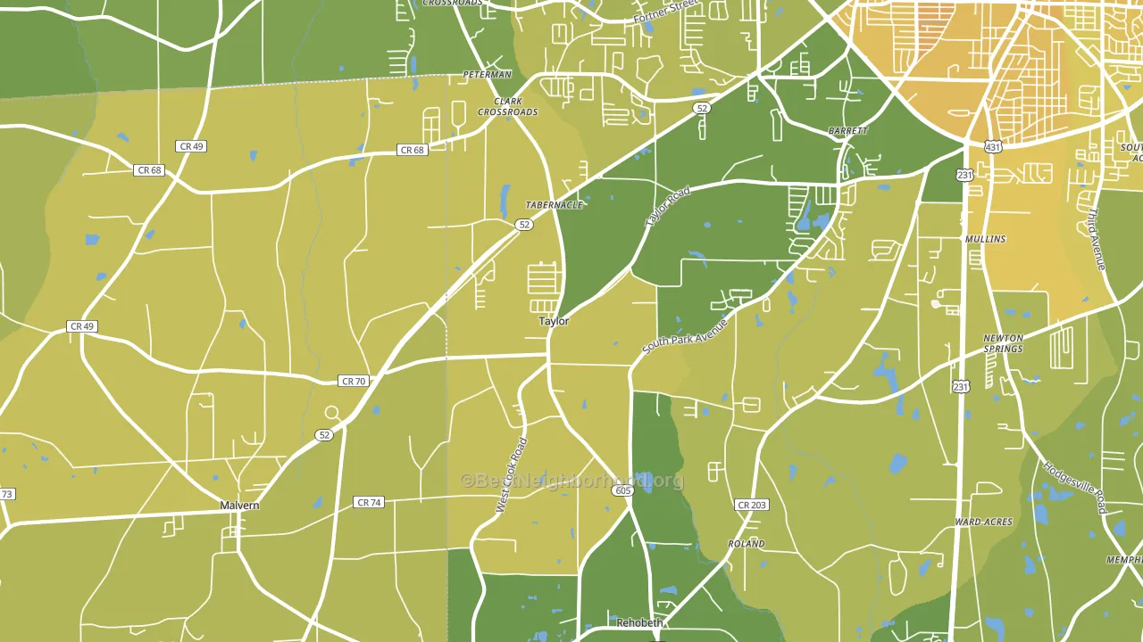 Taylor, AL block-group voter-turnout map