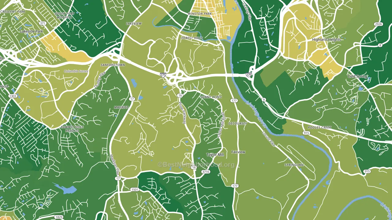 Taylor Mill, KY block-group voter-turnout map
