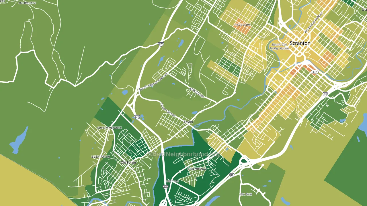 Taylor, PA block-group voter-turnout map