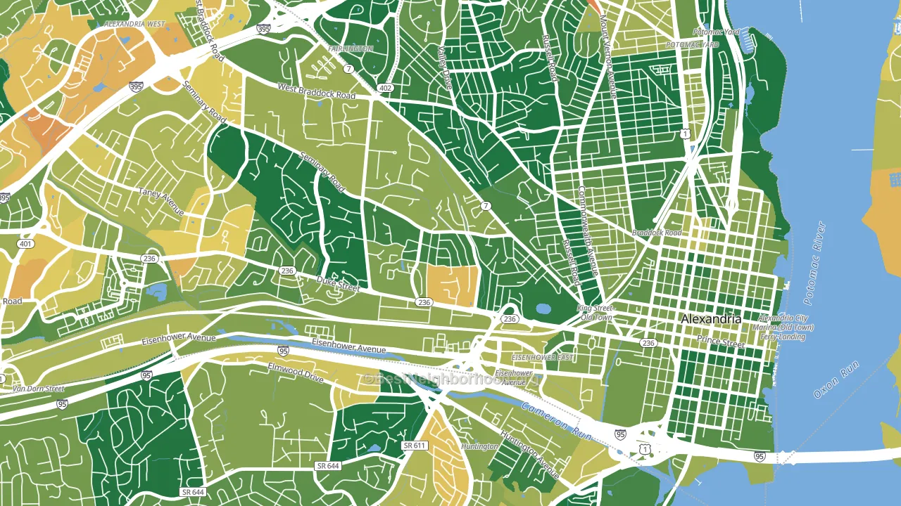 Taylor Run, Alexandria, VA block-group voter-turnout map