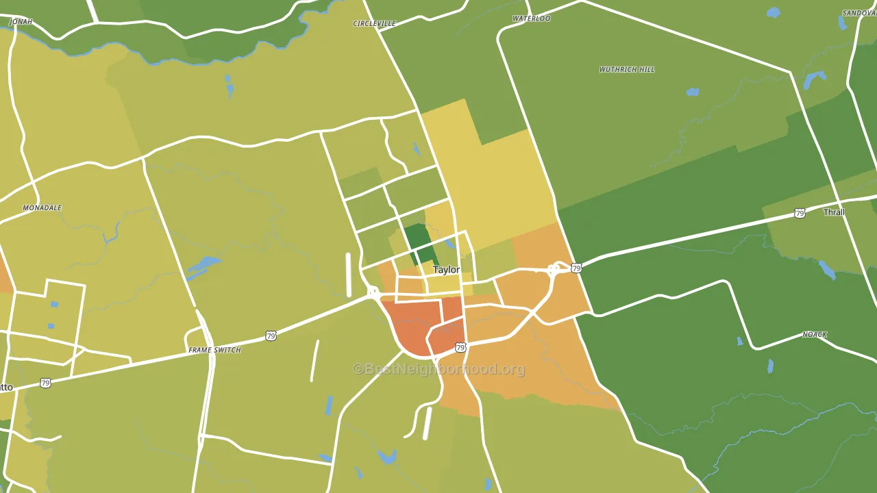 Taylor, TX block-group voter-turnout map
