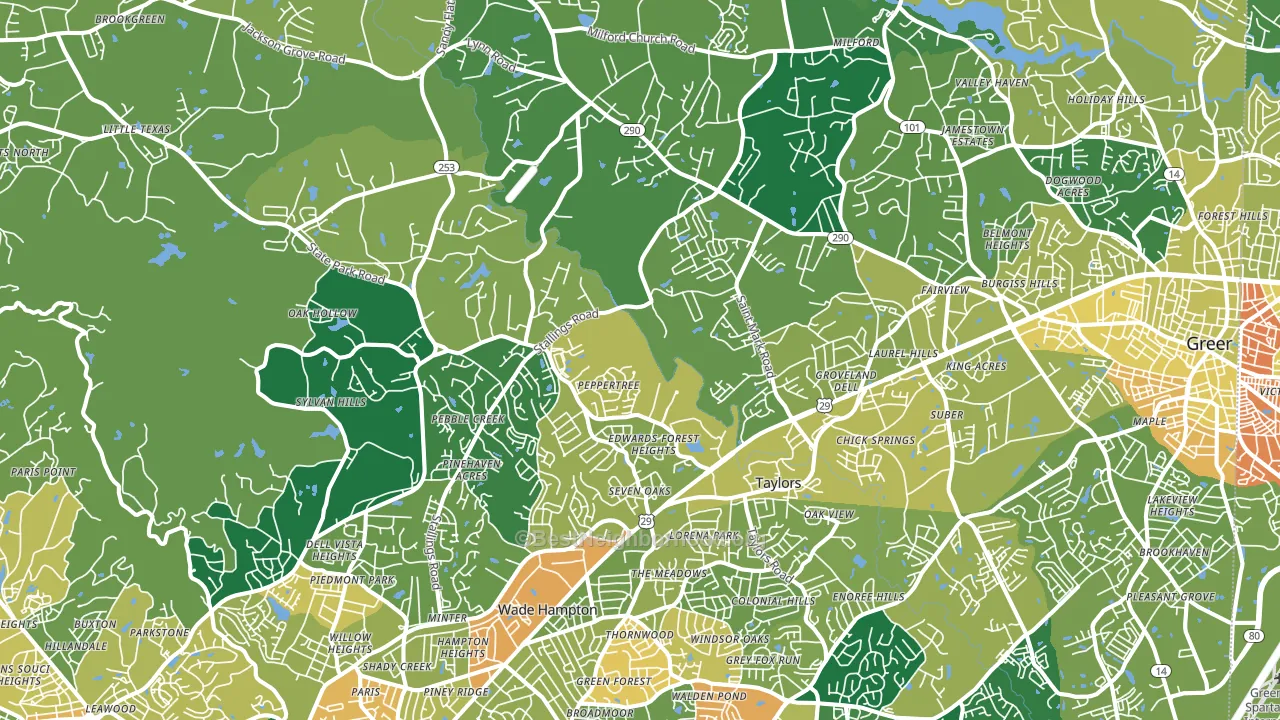 Taylors, SC block-group voter-turnout map