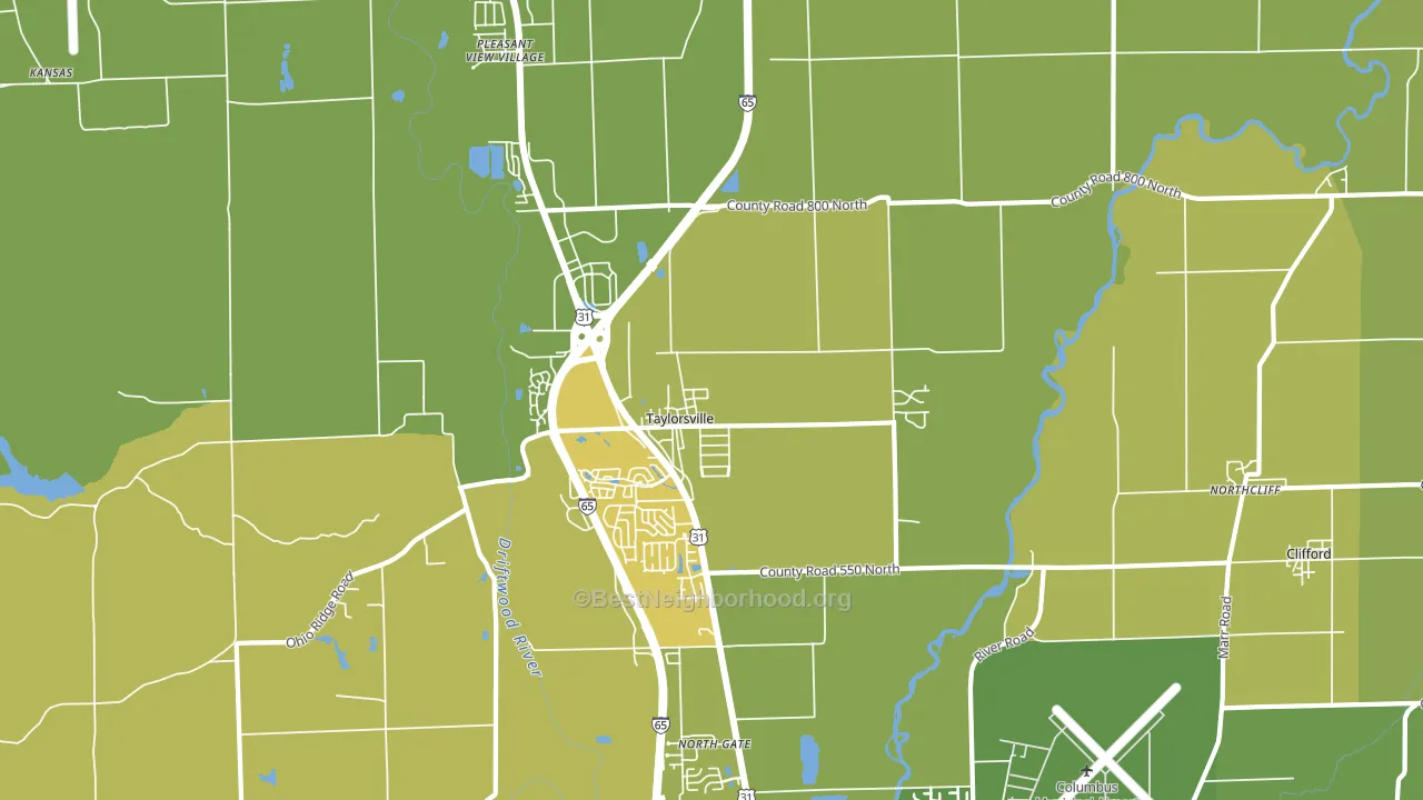 Taylorsville, IN block-group voter-turnout map