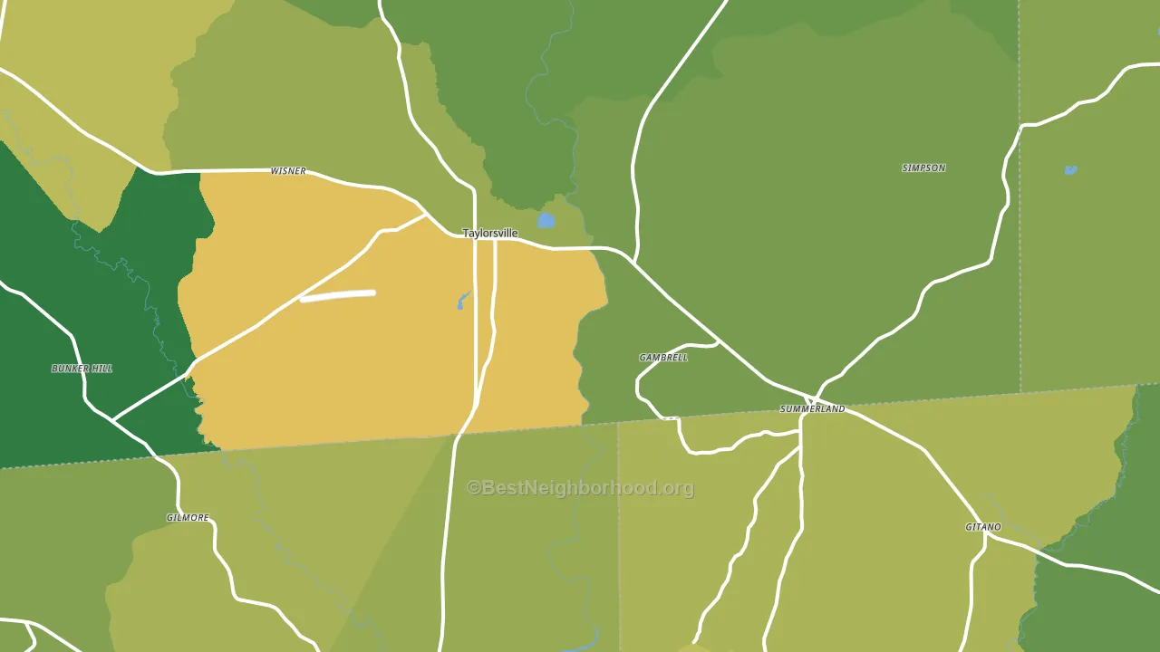 Taylorsville, MS block-group voter-turnout map