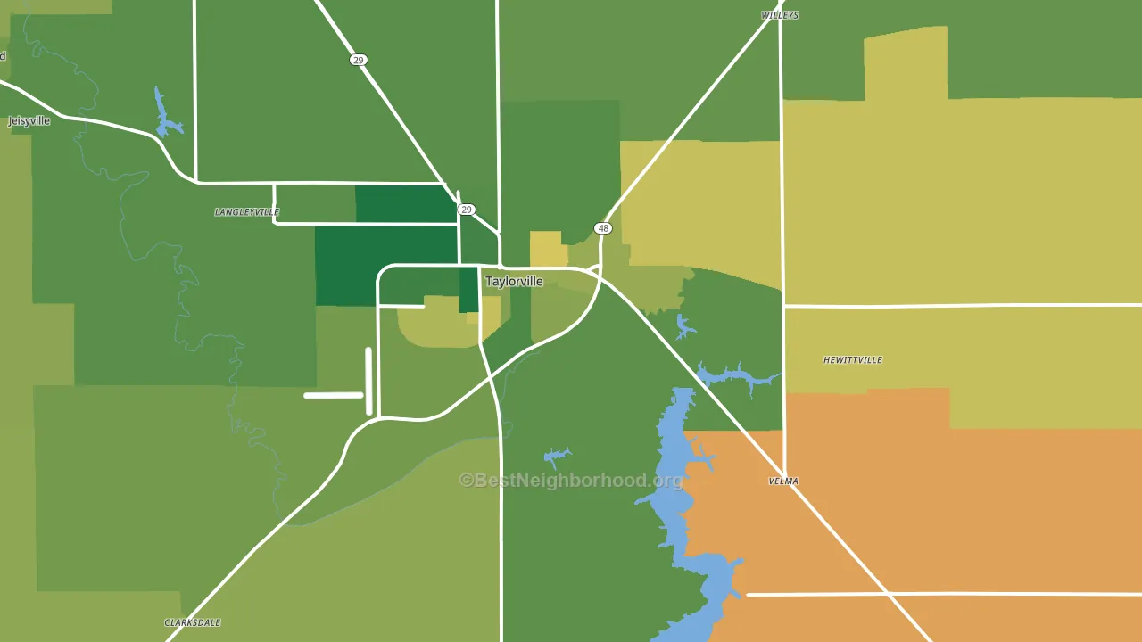 Taylorville, IL block-group voter-turnout map