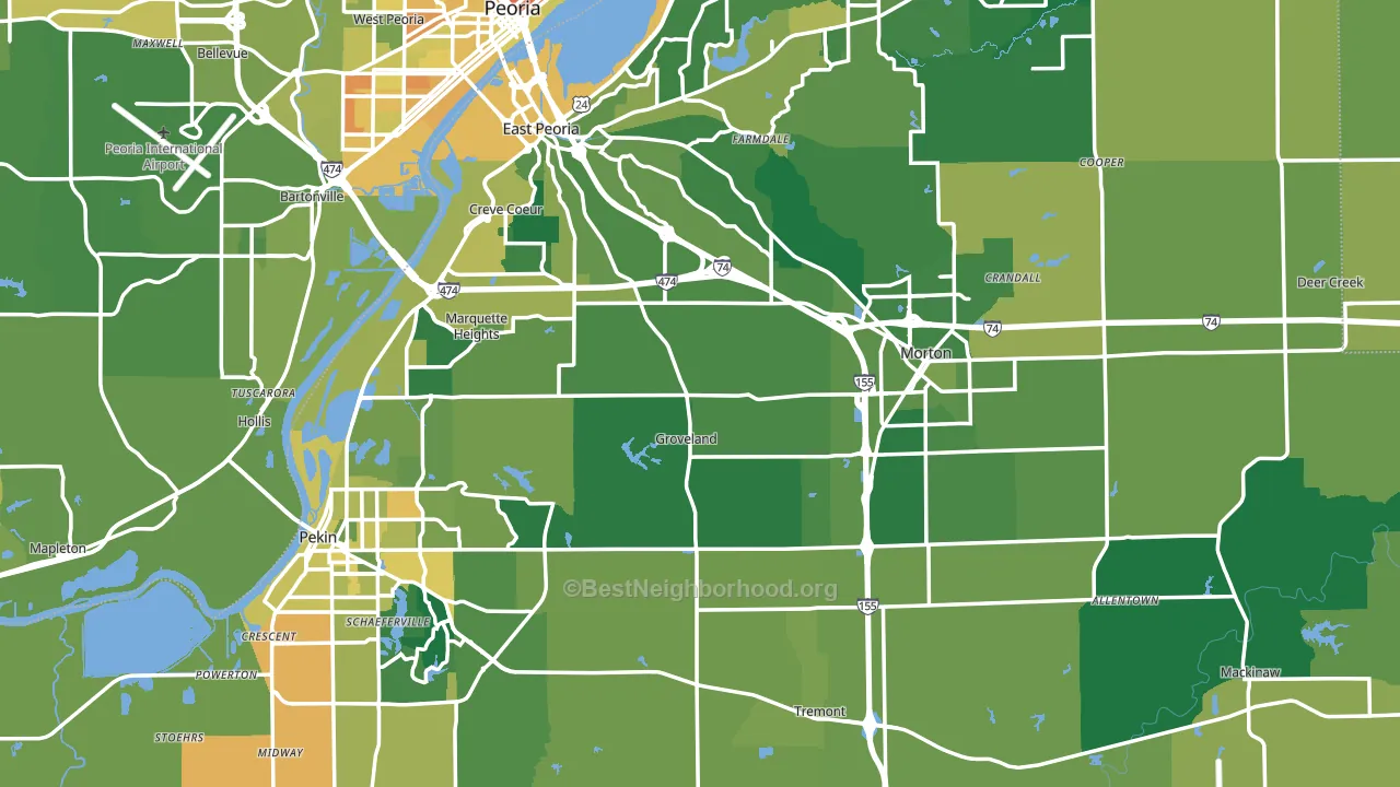 Tazewell County, IL block-group voter-turnout map