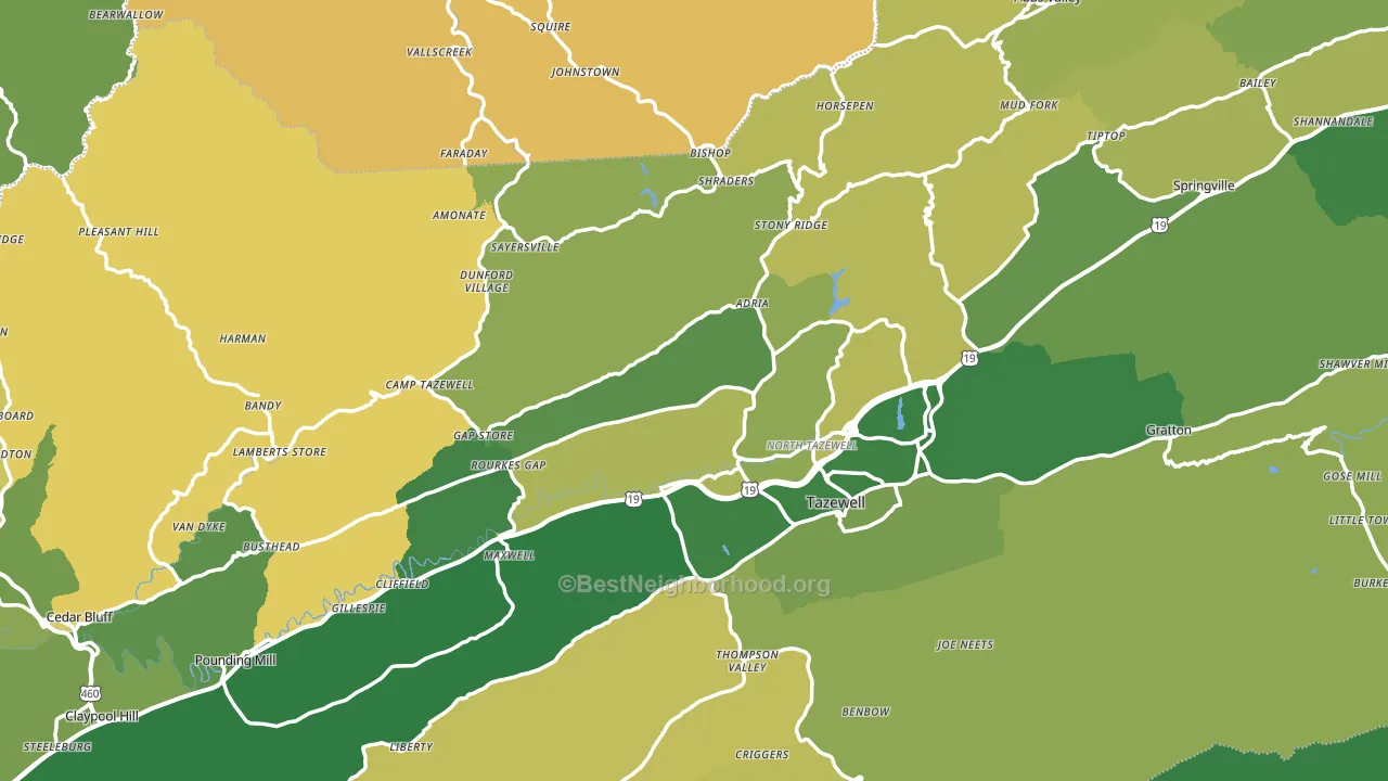 Tazewell County, VA block-group voter-turnout map
