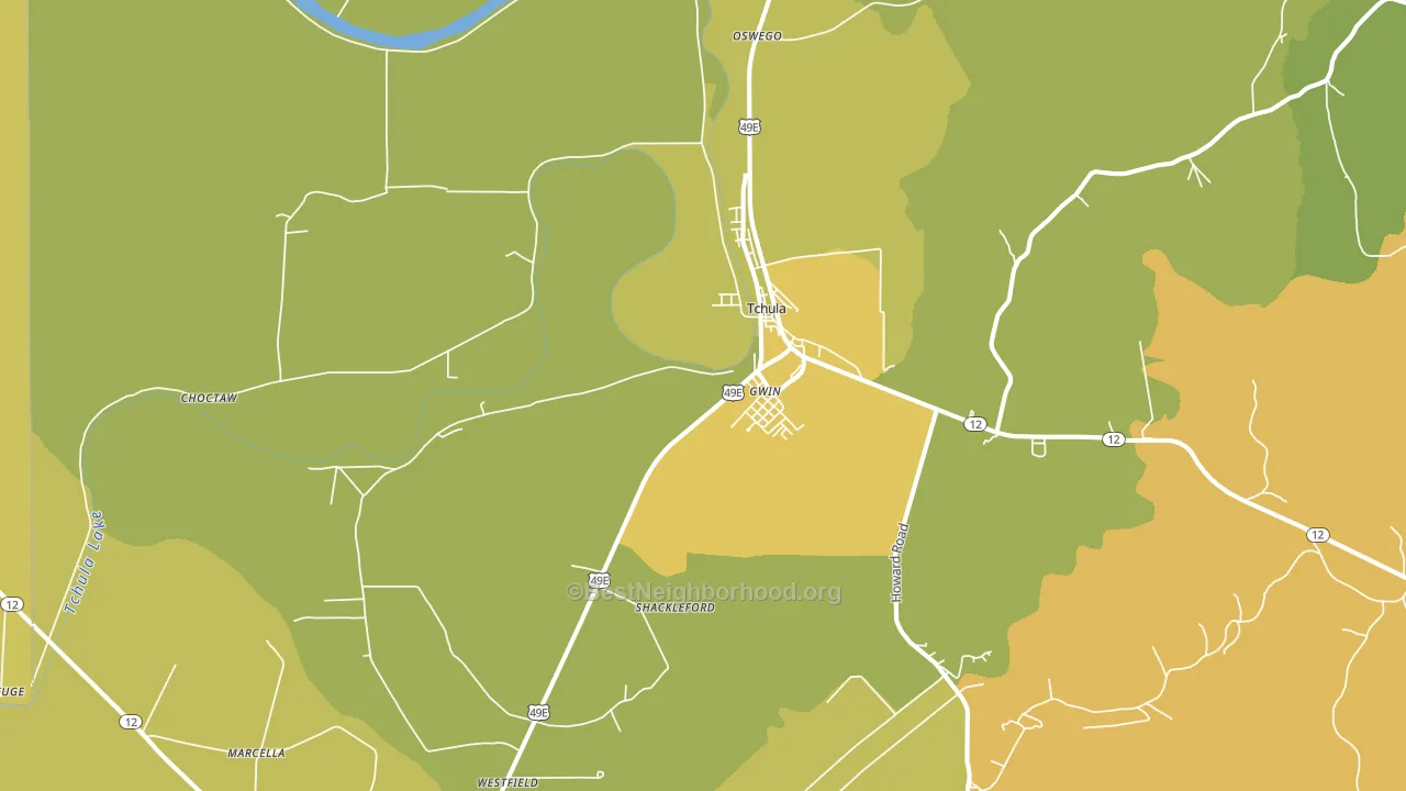 Tchula, MS block-group voter-turnout map