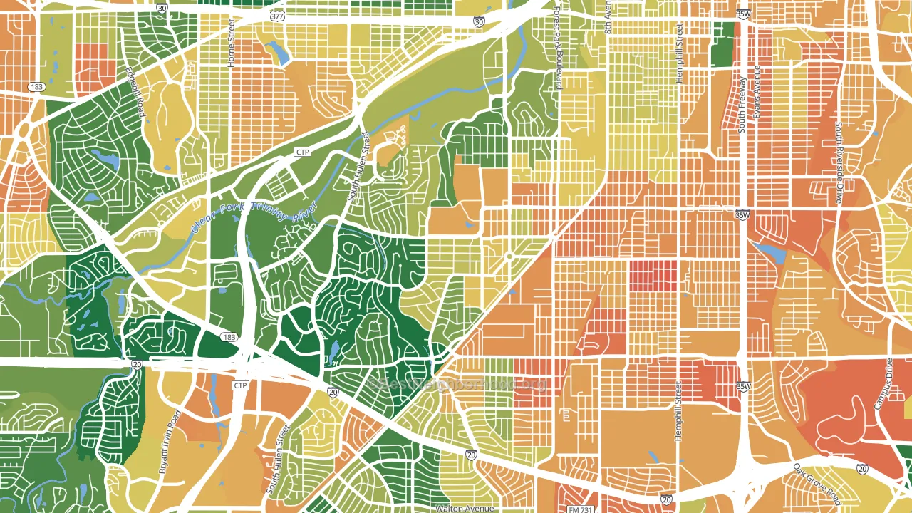 TCU-West Cliff, Fort Worth, TX block-group voter-turnout map
