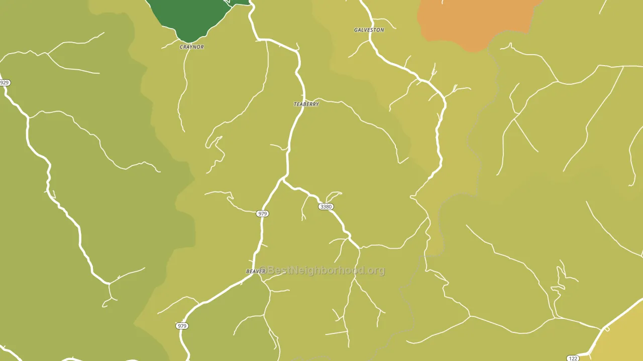 Teaberry, KY block-group voter-turnout map