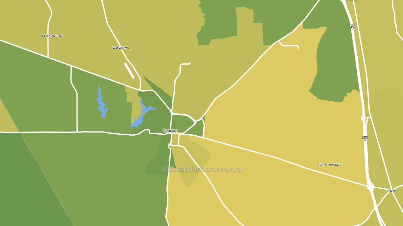 Teague, TX block-group voter-turnout map