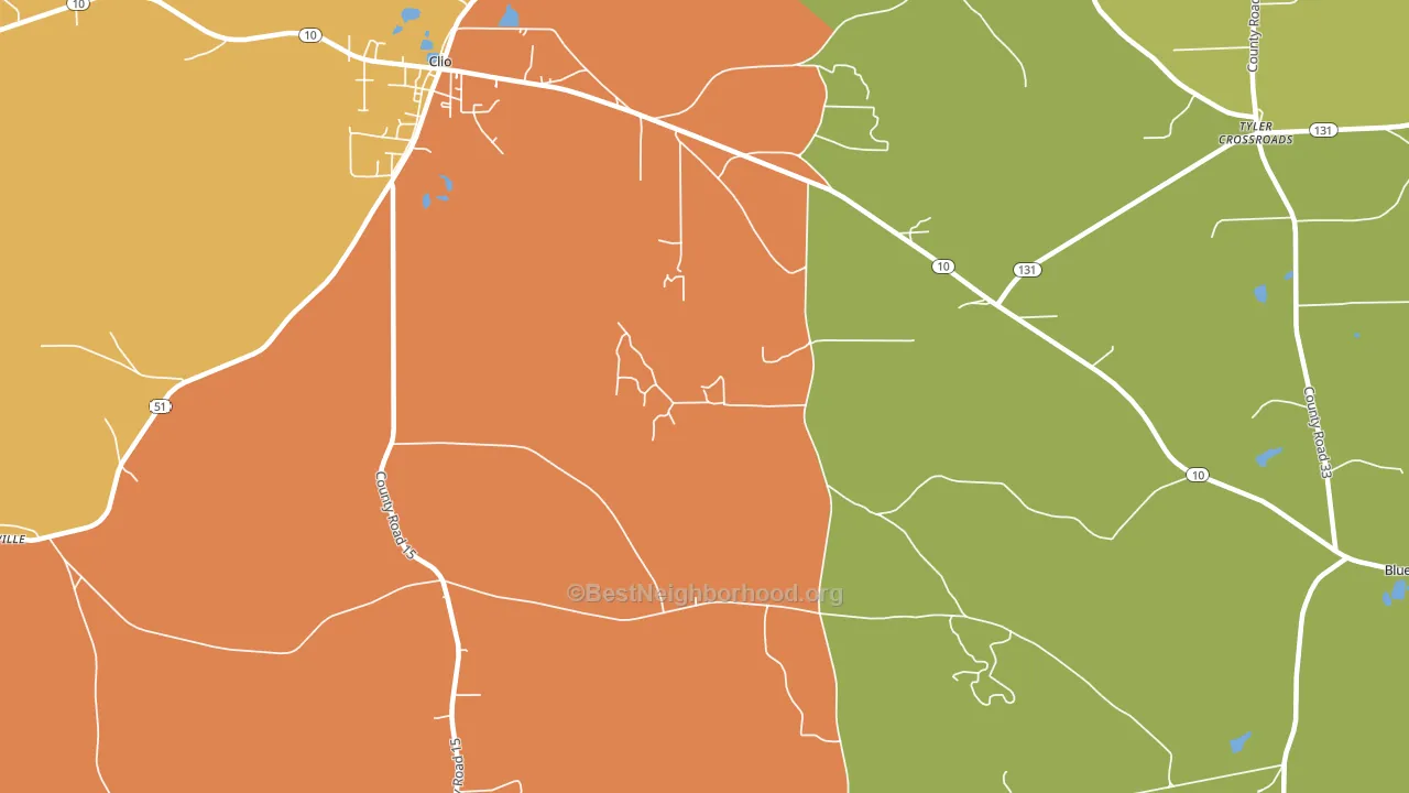 Teals Crossroads, AL block-group voter-turnout map