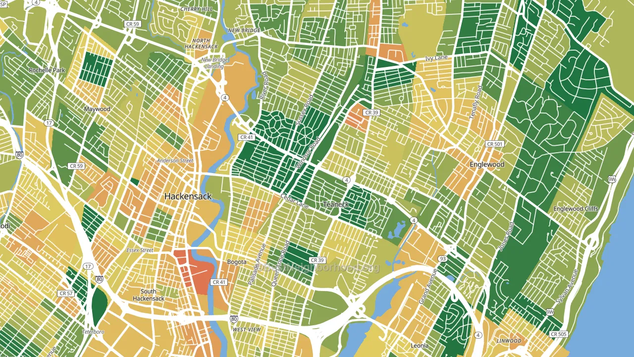 Teaneck, NJ block-group voter-turnout map