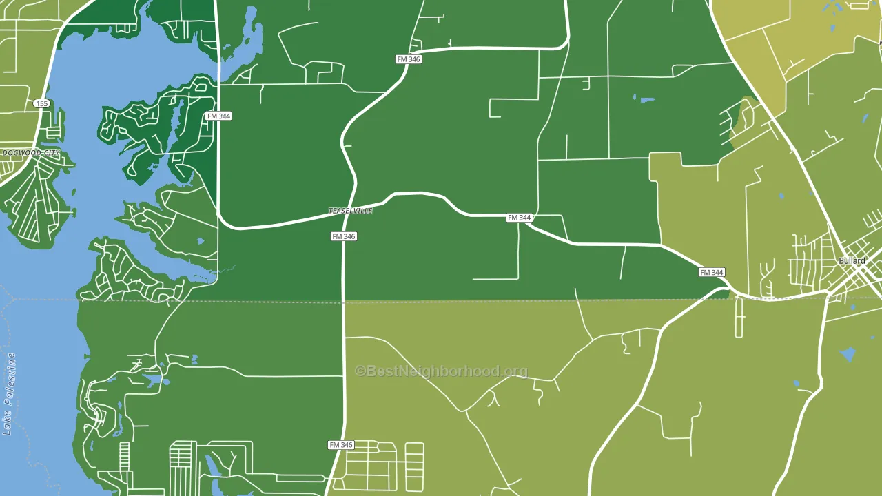 Teaselville, TX block-group voter-turnout map