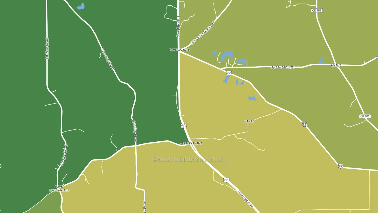 Teasleys Mill, AL block-group voter-turnout map