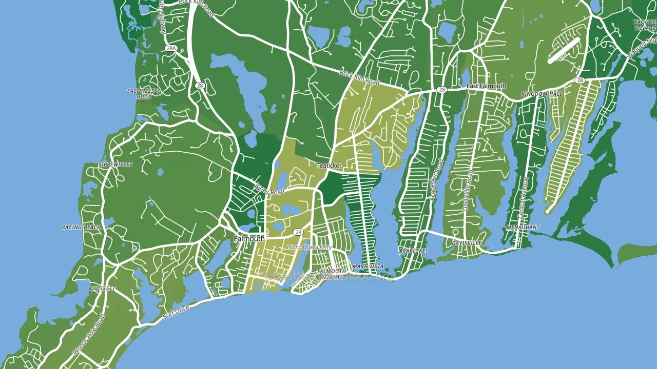 Teaticket, East Falmouth, MA block-group voter-turnout map