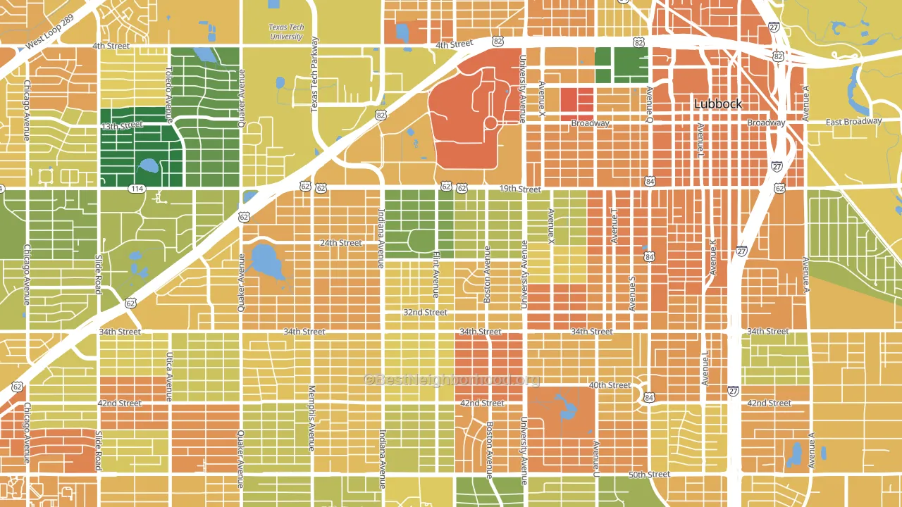 Tech Terrace-U.N.I.T., Lubbock, TX block-group voter-turnout map