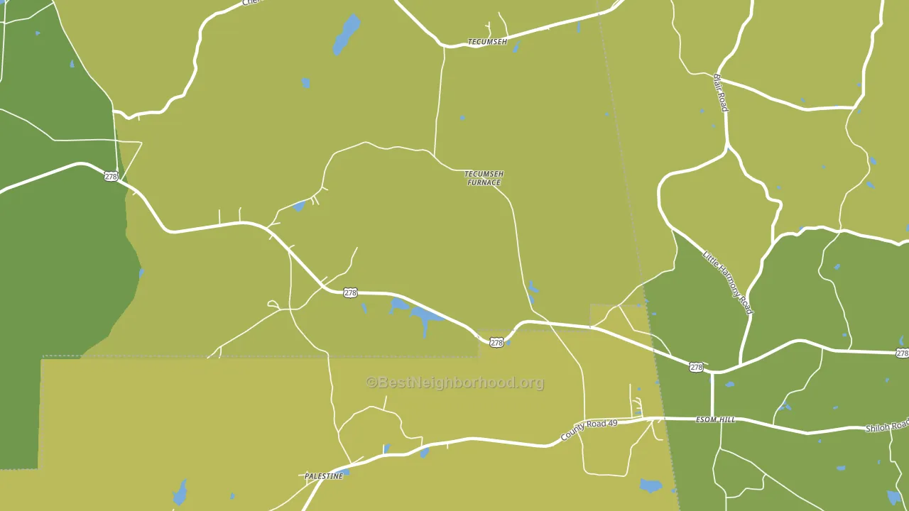 Tecumseh, AL block-group voter-turnout map