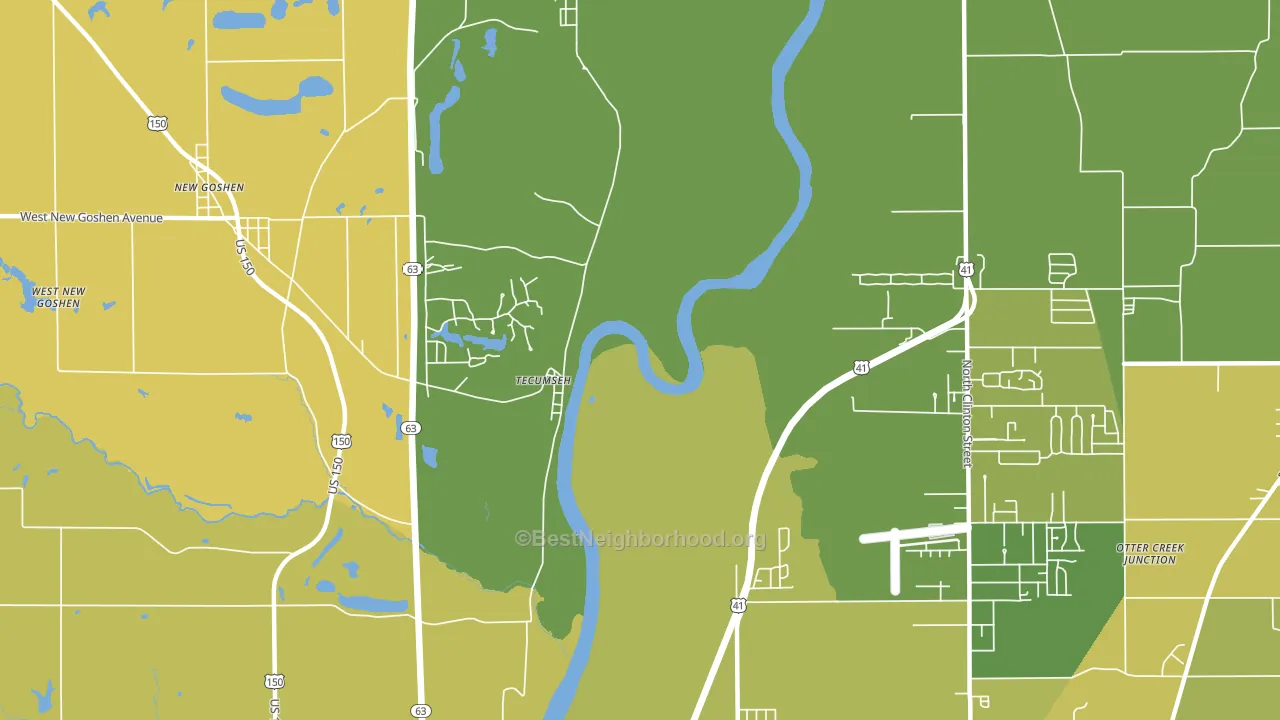 Tecumseh, IN block-group voter-turnout map