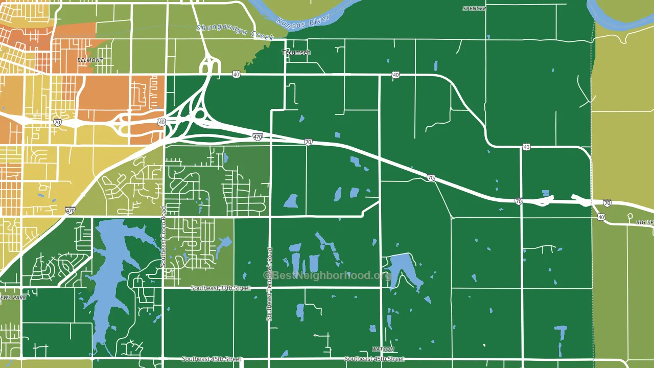 Tecumseh, KS block-group voter-turnout map