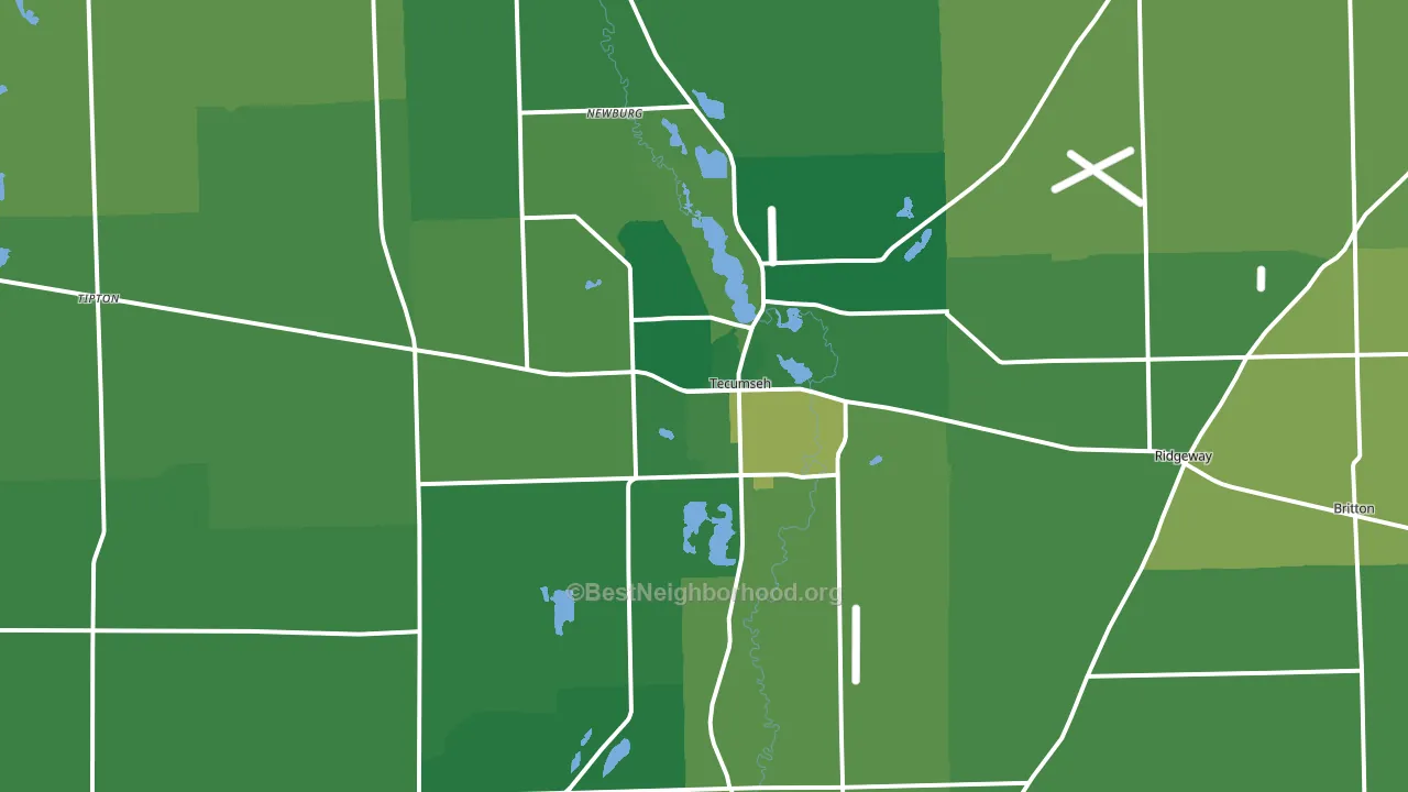 Tecumseh, MI block-group voter-turnout map