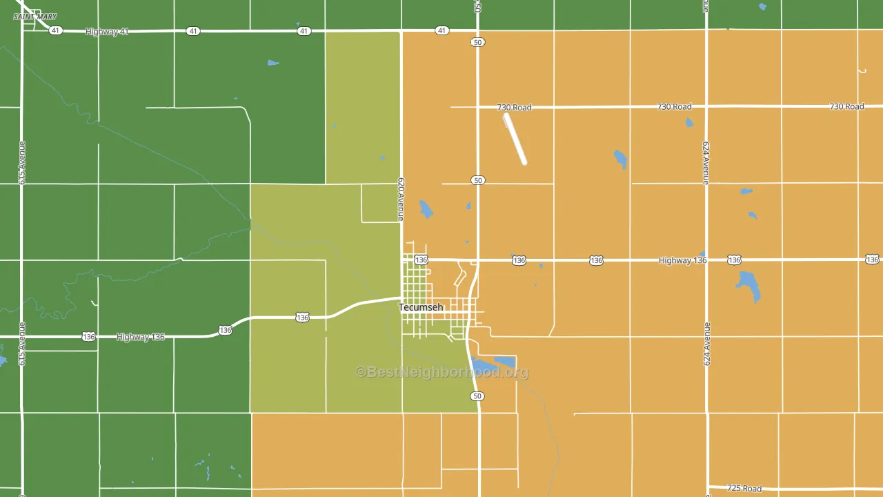 Tecumseh, NE block-group voter-turnout map