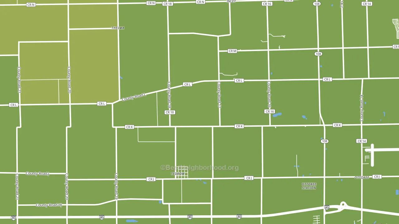 Tedrow, OH block-group voter-turnout map