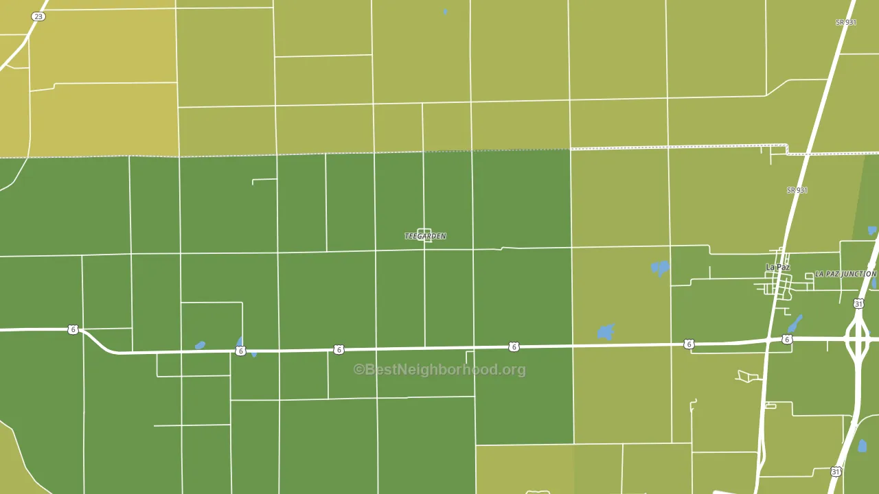 Teegarden, IN block-group voter-turnout map