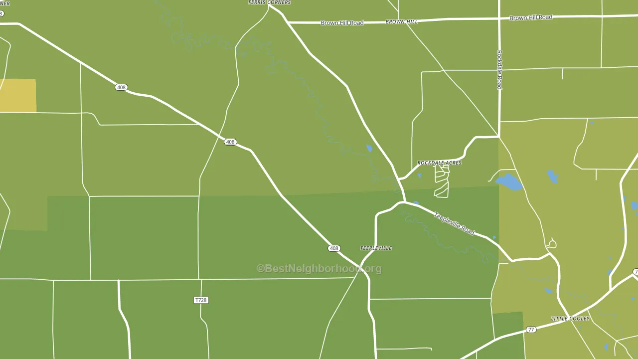 Teepleville, PA block-group voter-turnout map