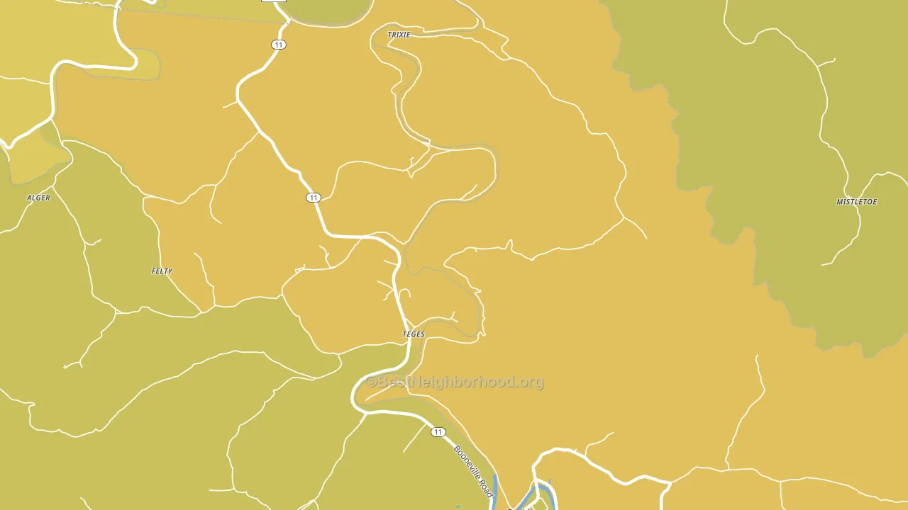 Teges, KY block-group voter-turnout map