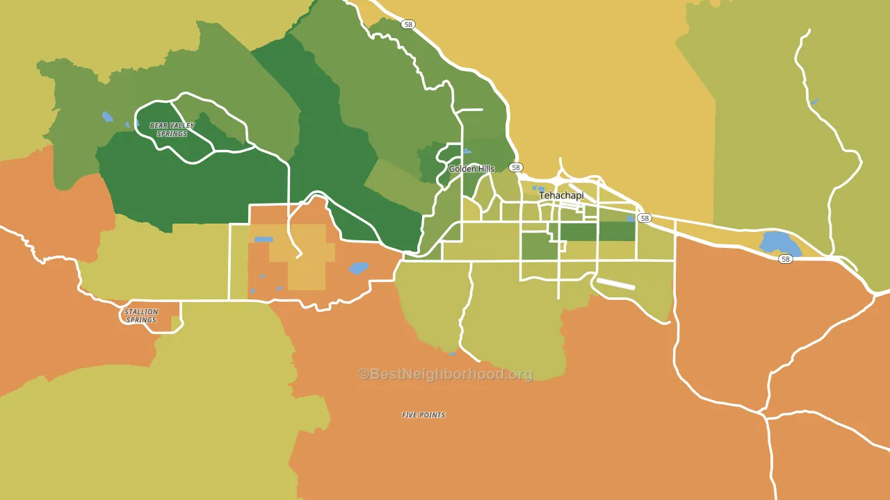 Tehachapi, CA block-group voter-turnout map