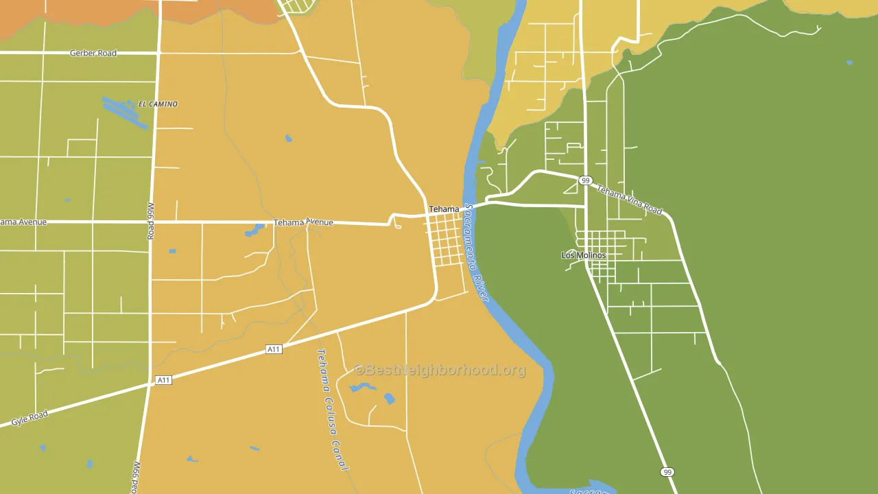 Tehama, CA block-group voter-turnout map