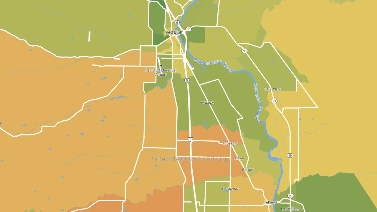 Tehama County, CA block-group voter-turnout map