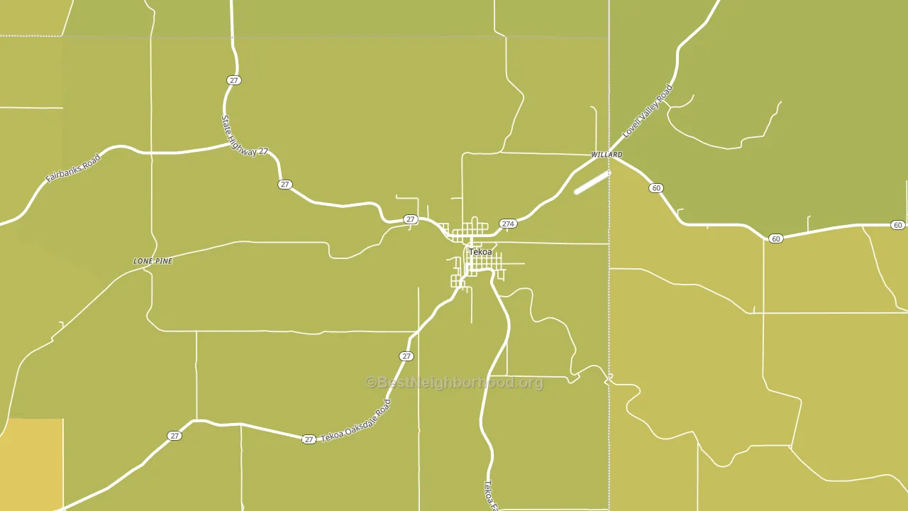 Tekoa, WA block-group voter-turnout map