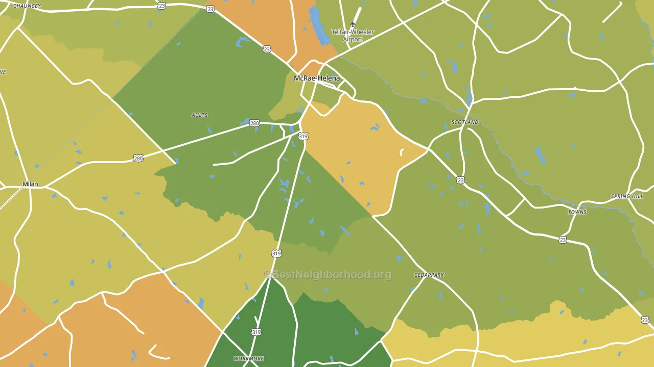 Telfair County, GA block-group voter-turnout map