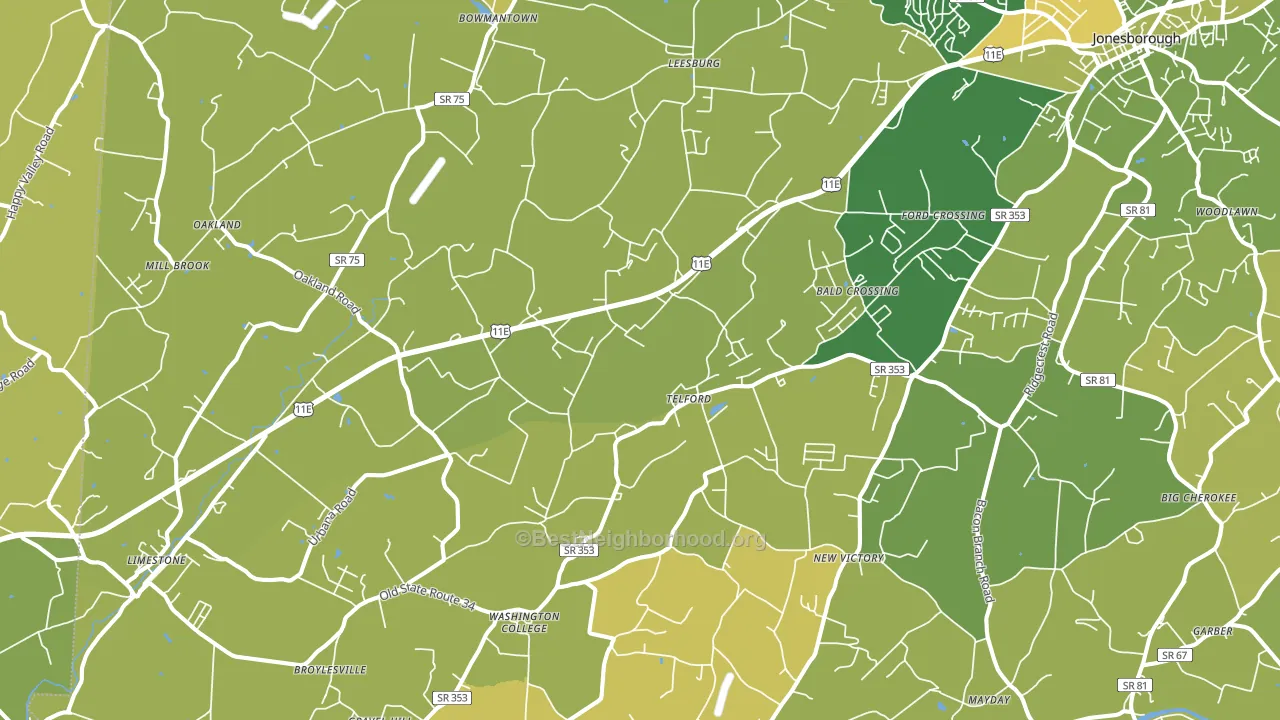 Telford, TN block-group voter-turnout map