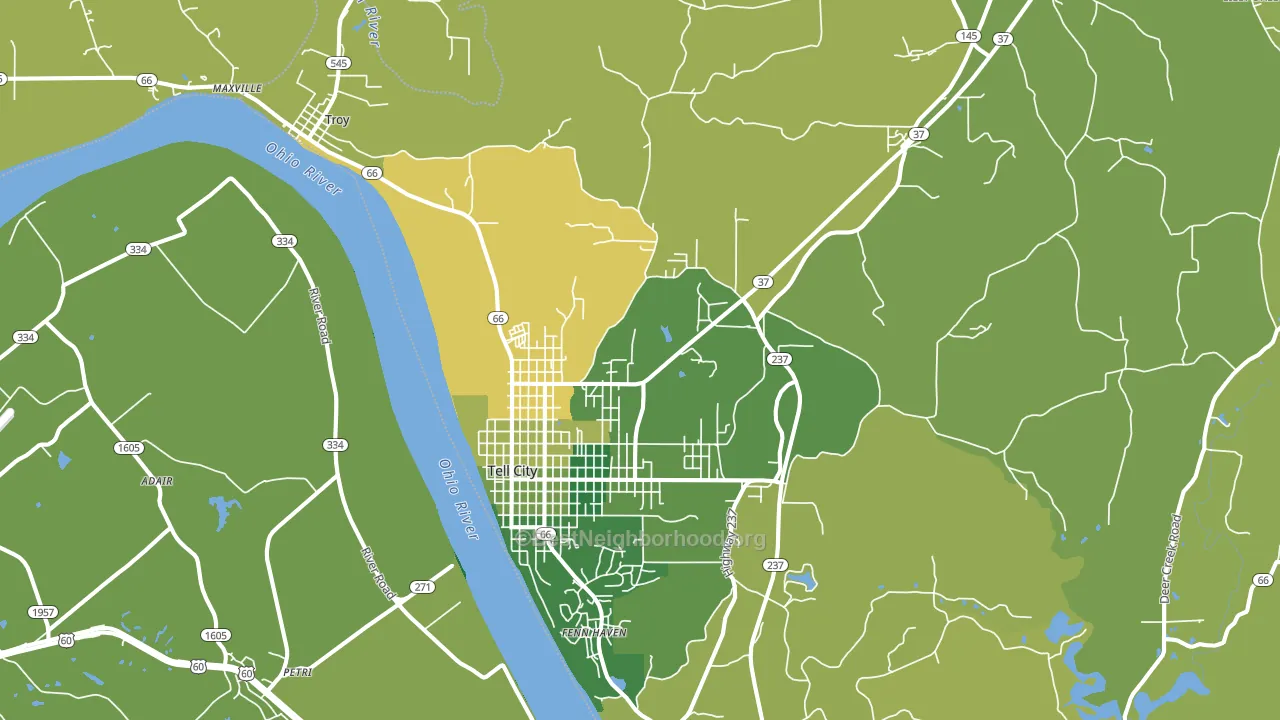 Tell City, IN block-group voter-turnout map
