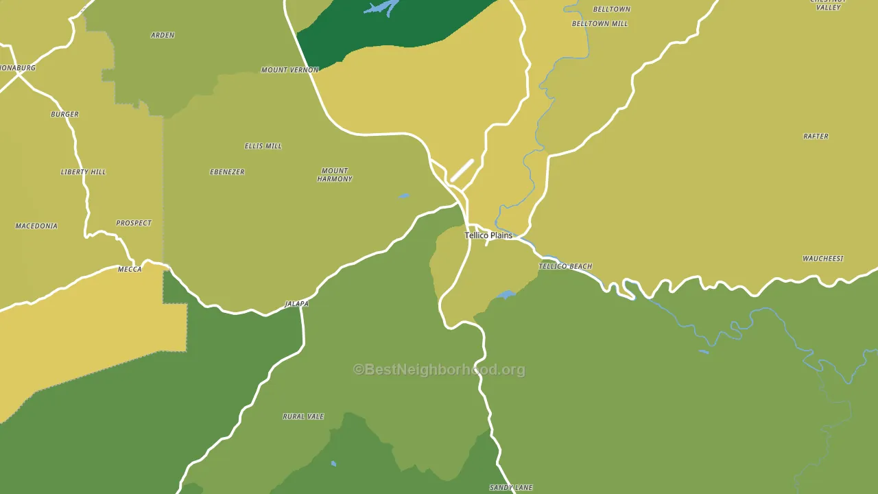 Tellico Plains, TN block-group voter-turnout map