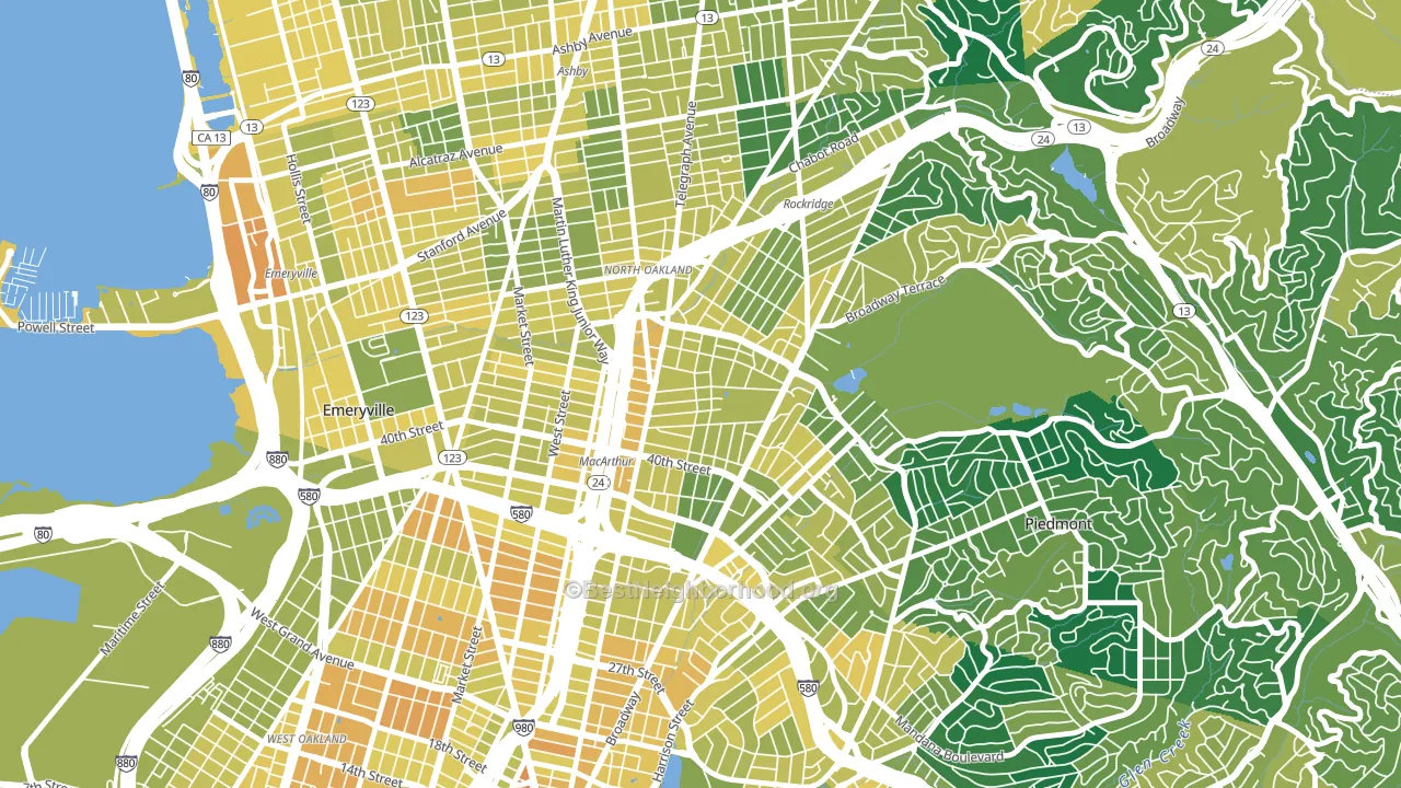 Temescal, Oakland, CA block-group voter-turnout map