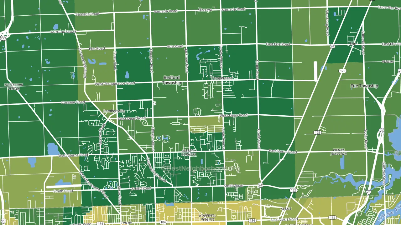 Temperance, MI block-group voter-turnout map
