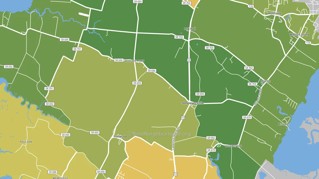 Temperanceville, VA block-group voter-turnout map