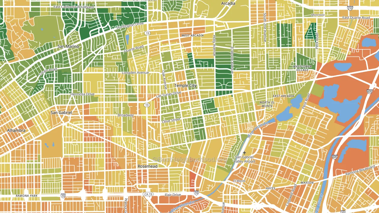 Temple City, CA block-group voter-turnout map