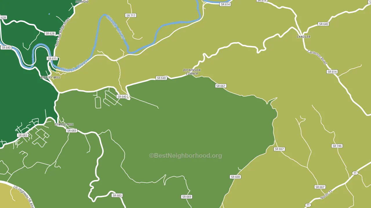Temple Hill, VA block-group voter-turnout map
